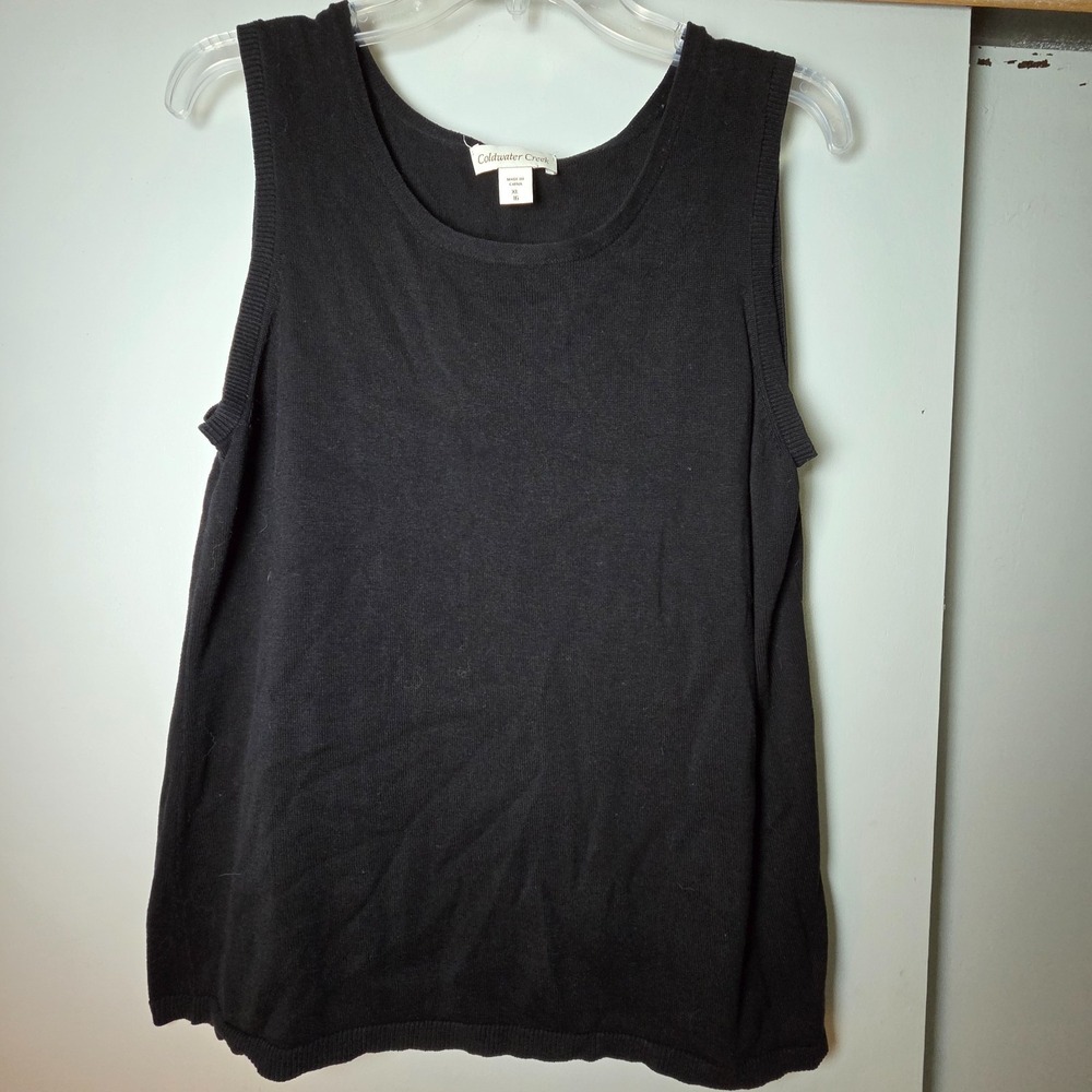 Coldwater Creek Women's Tank Top Size XL Silk Cotton Black Classic Career Luxury